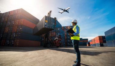 Foreman,Control,Loading,Containers,Box,To,Truck,For,Logistic,Import Foreman control loading Containers box to truck for Logistic Import Export Background, Business logistic concept, import and export concept